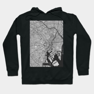 Black and white map of Tokyo (inverted) Hoodie